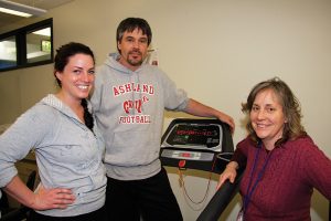 Amanda Dickey and Chip Layton, RCC Physical Therapy Assistant students (left) with Susan Wallace, a Lane Community College instructor.