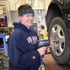 automotive student in the RCC lab