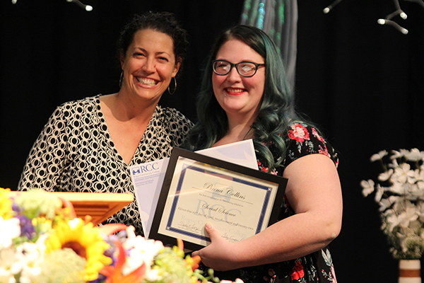 RCC instructor Erika Giesen poses next to Brina Collins at 2022 Honors Night 