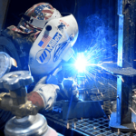 student welding in the industrial welding lab of the High Tech Center in White City, OR