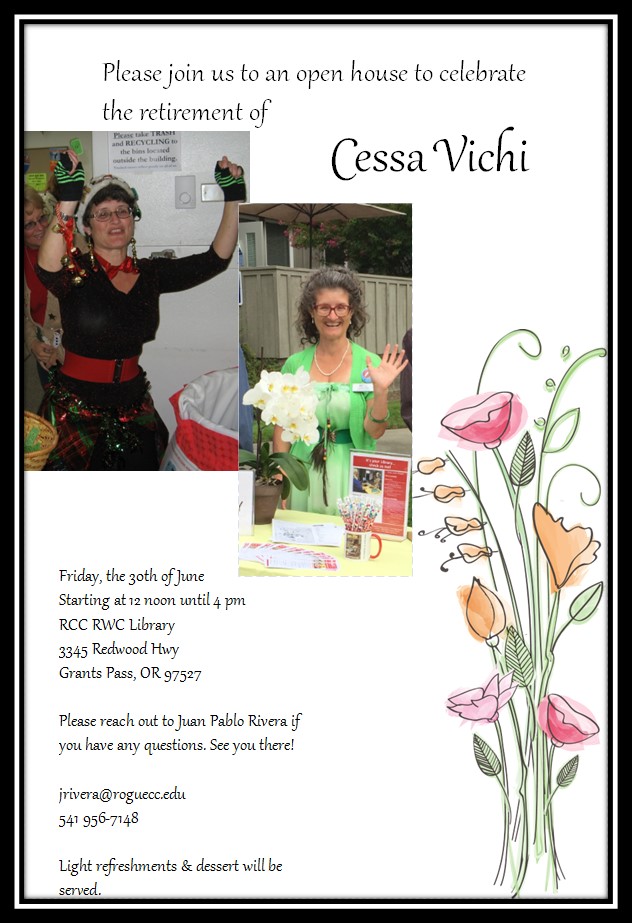 Invitation to open house retirement party for Cessa Vichi