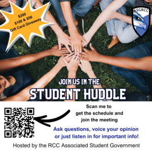 A graphic that says Join Us In the Student Huddle.